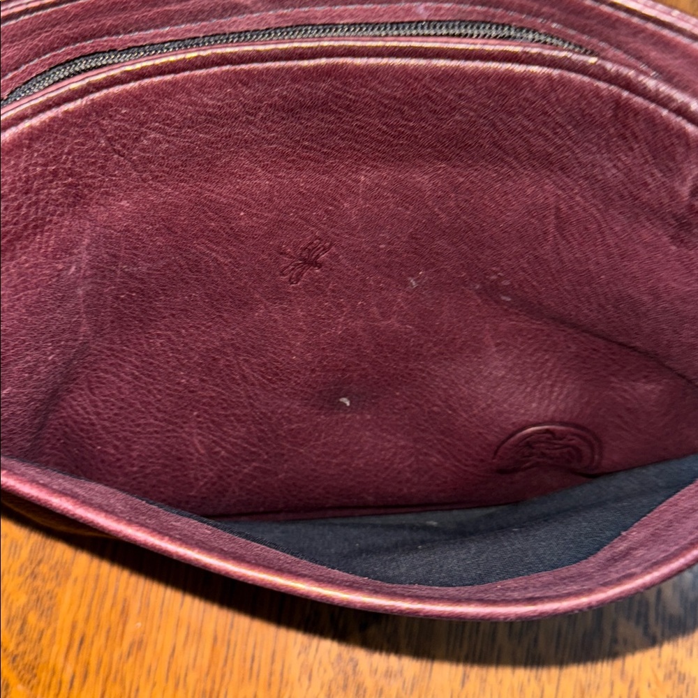 PAM BRONK leather artist original bag in oxblood red leather & Water Lily design - Picture 7 of 14